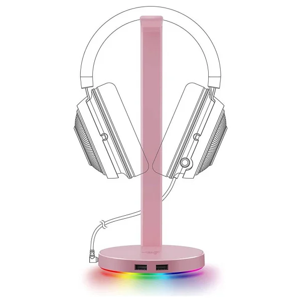 Razer V2 Chroma Quartz Rgb Pembe Gaming Kulaklık Standı - Açık Pembe - Görsel 3