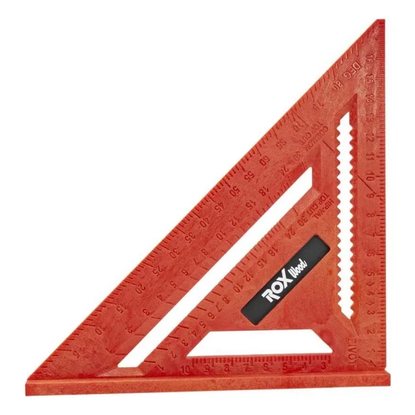 Rox Wood Üçgen Marangoz Gönye Ergonomik Tasarım 175 Mm ABS Plastik Kırmızı Renk - Görsel 8