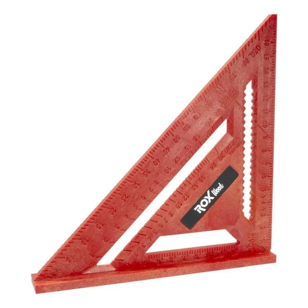Rox Wood Üçgen Marangoz Gönye Ergonomik Tasarım 175 Mm ABS Plastik Kırmızı Renk - Görsel 2