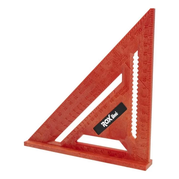 Rox Wood Üçgen Marangoz Gönye Ergonomik Tasarım 175 Mm ABS Plastik Kırmızı Renk - Görsel 3