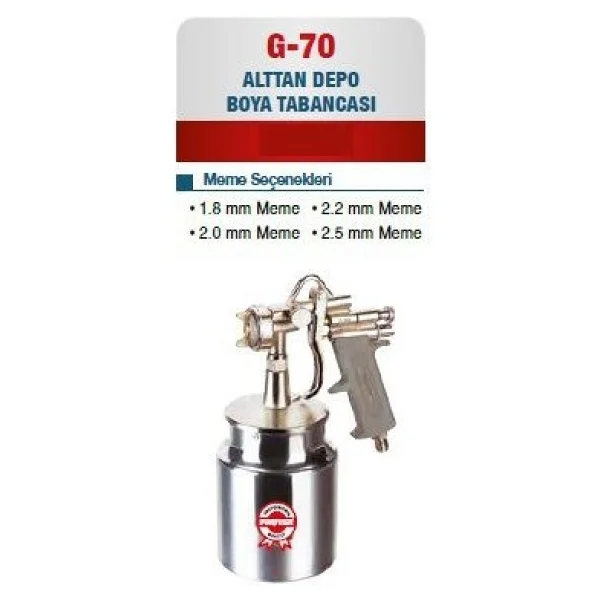 Proter G-70 1.8 mm 1000 ml Alttan Depolu Boya Tabancası - Görsel 2