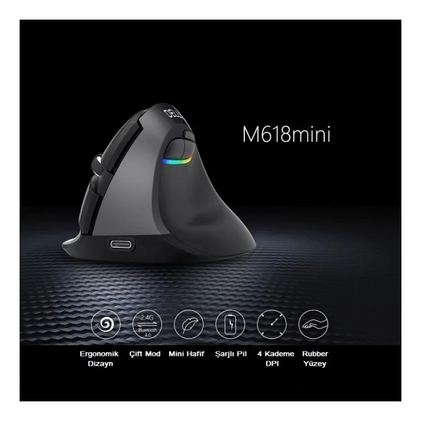 Delux M618 Mini Ergonomik Kablosuz Mouse - Görsel 2