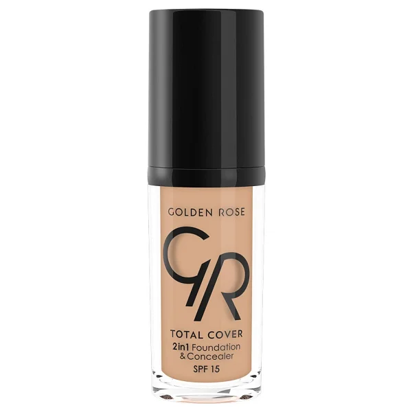 Golden Rose Total Cover 2 in 1 SPF 15 15 Warm Sand 30 ml Fondöten & Kapatıcı - Görsel 5