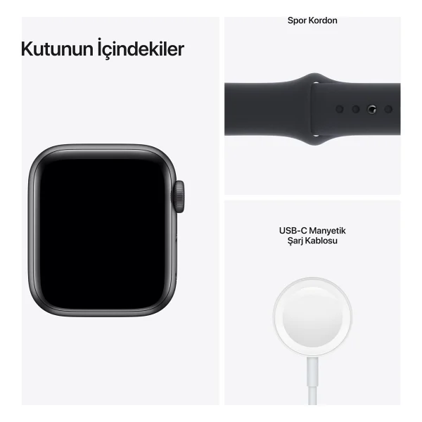 Apple Watch SE GPS 40mm Uzay Grisi Alüminyum Kasa ve Spor Kordon Akıllı Saat - Görsel 8