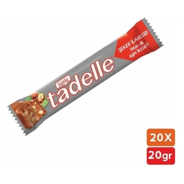 Tadelle Şeker İlavesiz Paket Sütlü Çikolata 20 gr 20'li - Görsel 2