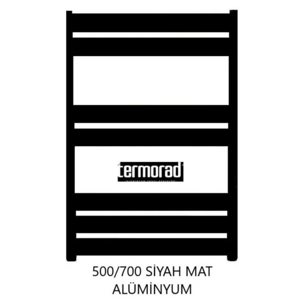 Termorad 50 x 70 cm Termorad Petsa Slim +2 Adet Radyatör Havlupan Vanası Siyah Mat 1/2' - Görsel 2