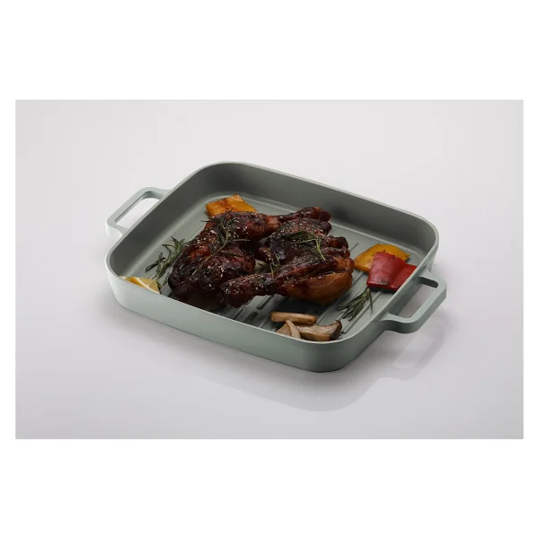 Neoflam D-NEOG128G Fika Gri 28 cm Dikdörtgen Alüminyum Döküm Grill Tava - Görsel 2