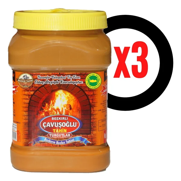 Bozkırlı Çavuşoğlu Çavuşoğlu Odun Ateşinde Çifte Kavrulmuş Kepekli Bozkır Tahini 930 gr x 3 - 2,7 kg - Görsel 3