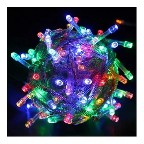 Party Gross LED Işık Renkli 10 Metre Yılbaşı Işığı Fişli Şeffaf Kablolu 8 Fonksiyonlu - Görsel 2