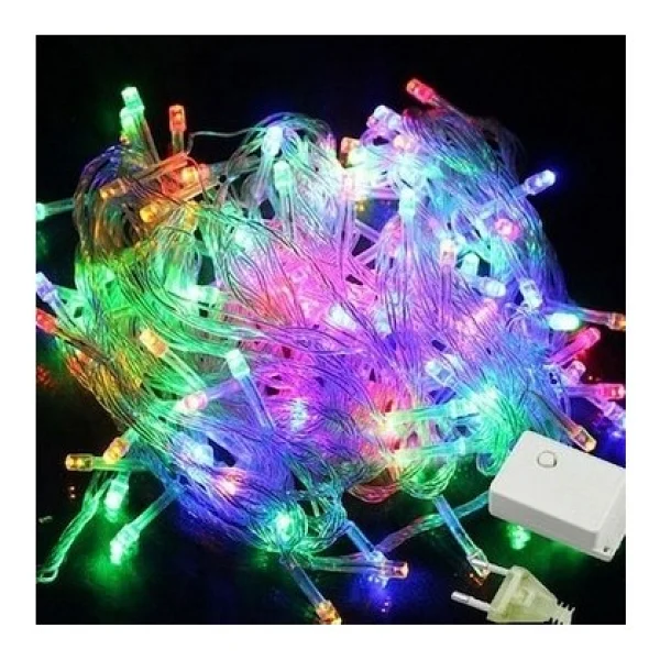 Party Gross LED Işık Renkli 10 Metre Yılbaşı Işığı Fişli Şeffaf Kablolu 8 Fonksiyonlu - Görsel 3