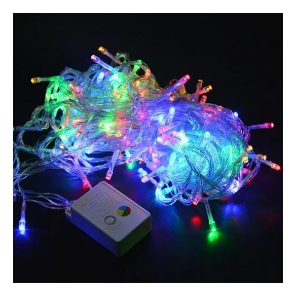 Party Gross LED Işık Renkli 10 Metre Yılbaşı Işığı Fişli Şeffaf Kablolu 8 Fonksiyonlu - Görsel 4