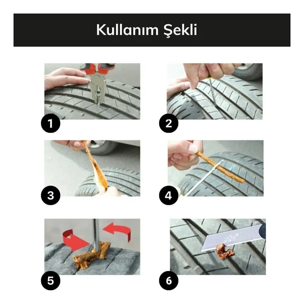 Fırsat Geldi 7 Parça Araba Motorsiklet Otomobil Bisiklet Lastik Tamir Kiti Seti - Görsel 5