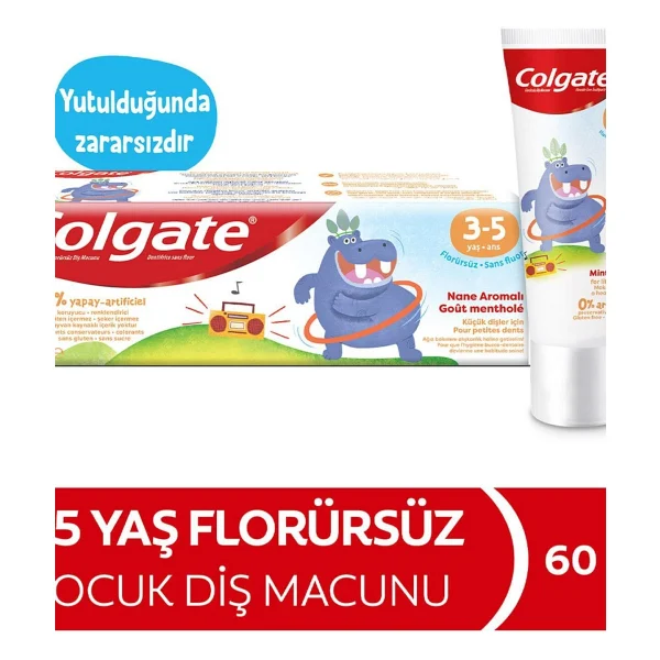 Colgate Nane Aromalı 3-5 Yaş Florürsüz Çocuk Diş Macunu 60 ml - Görsel 2