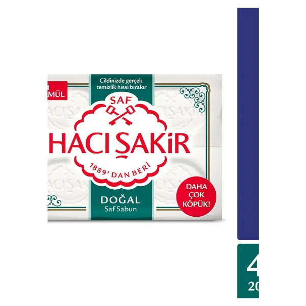 Hacı Şakir Hacı Şakir Doğal Beyaz Kalıp Sabun 4X200 G Banyo Sabunu - Görsel 2
