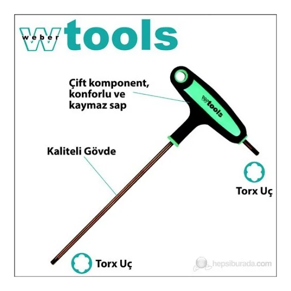 Weber Tools T Saplı Torx Tornavida T8 x 100 Mm - Görsel 4