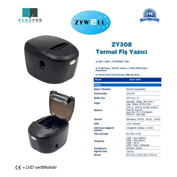 Zywell ZY308 Barkod Yazıcı - Görsel 3