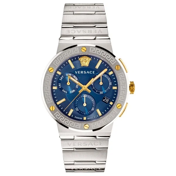 Versace Greca Logo Chrono VRSCVEZ900221 Çelik Kordon Mavi Erkek Kol Saati - Görsel 4
