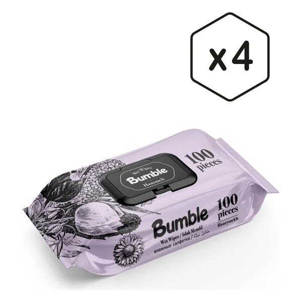 Bumble Hanımeli 100 Yaprak 4'lü Paket Islak Mendil - Görsel 3