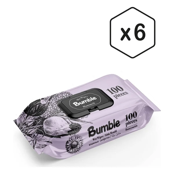 Bumble Hanımeli 100 Yaprak 6'lı Paket Islak Mendil - Görsel 3