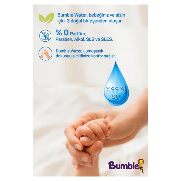 Bumble Water 60 Yaprak 12'li Paket Islak Mendil - Görsel 2
