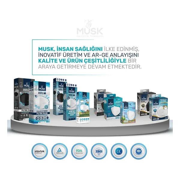 Musk FFP2 Çocuk Maske XS 10'lu Beyaz - Görsel 5