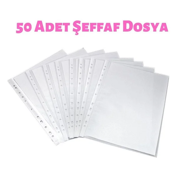 Şeffaf Dosya Delikli A4 Şeffaf Dosya Poşet Dosya 50 Li Paket - Görsel 2