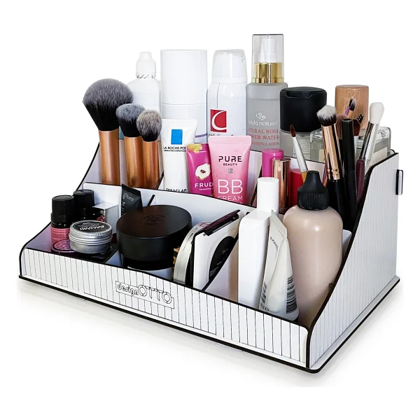 Design OTTO Bella Small Ahşap Makyaj Takı Banyo Kozmetik Düzenleyici Organizer Beyaz - Görsel 6