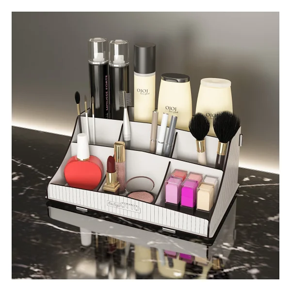 Design OTTO Bella Small Ahşap Makyaj Takı Banyo Kozmetik Düzenleyici Organizer Beyaz - Görsel 2