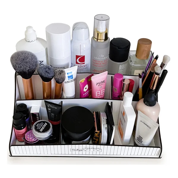 Design OTTO Bella Small Ahşap Makyaj Takı Banyo Kozmetik Düzenleyici Organizer Beyaz - Görsel 3