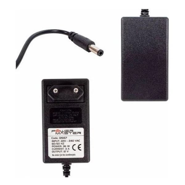 Powermaster PM-12667 5.5 x 2.5 mm 12 Volt 3 Amper Adaptör - Görsel 2