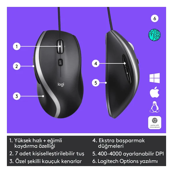 Logitech M500s 910-005784 Optik Kablolu Mouse - Görsel 6
