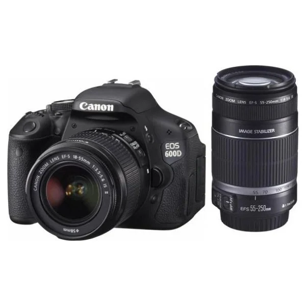 Canon EOS 600D + 18-55mm + 55-250mm Lens DSLR Fotoğraf Makinesi - Görsel 2