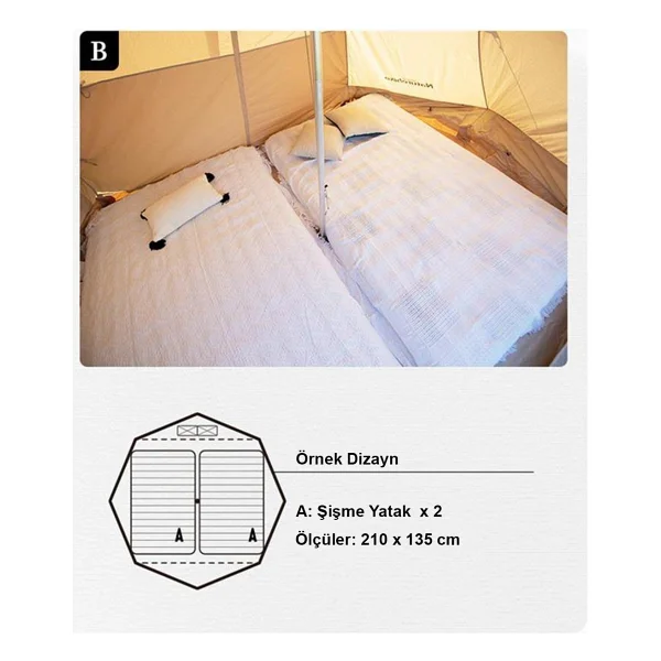 NATUREHİKE BRIGHTEN 6.4 Piramit 4 Kişilik KANVAS Pamuk Glamping Çadırı - Görsel 5