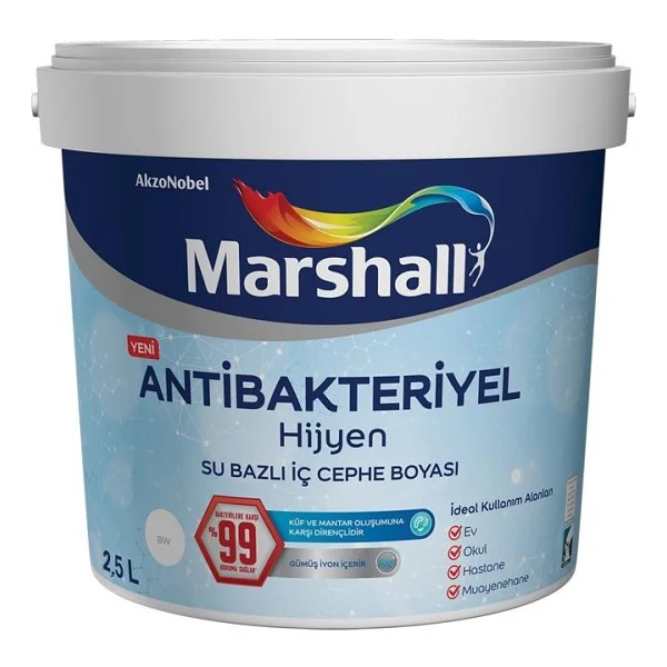 Marshall Antibakteriyel Hijyen 2.5 lt Silinebilir İç Cephe Boyası - Çakıl Taşı - Görsel 6