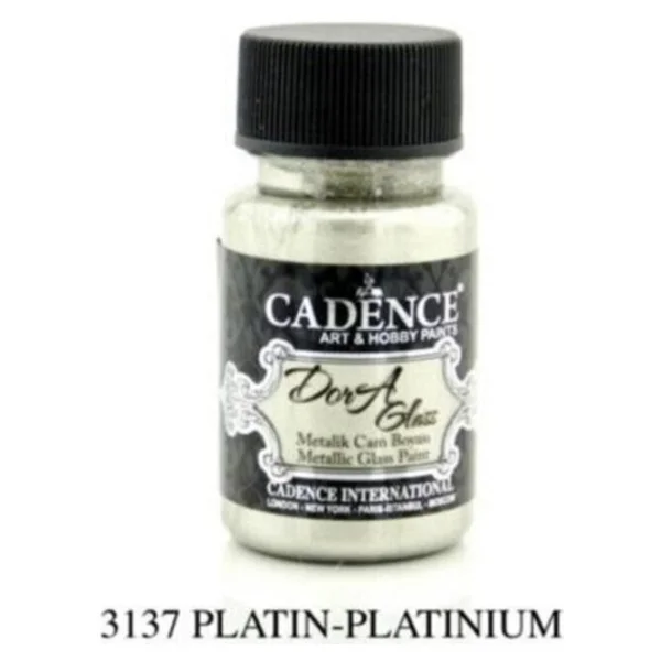 Cadence Dora Glass Metalik Cam Boyası 50 ml. 3137 PLATİN - Görsel 2
