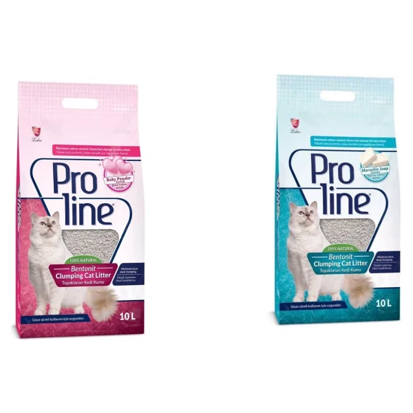 Proline Marsilya Sabunu Kokulu 10 lt + Bebek Pudrası Kokulu 10 lt Bentonit Kedi Kumu - Görsel 2