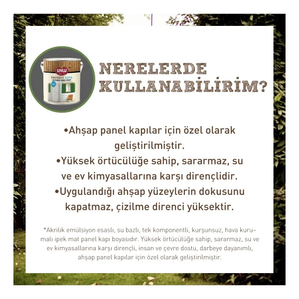 Ünlü Protect Aqua Su Bazlı 1k Panel Kapı Boyası - Beyaz - 2,5Lt - Görsel 3