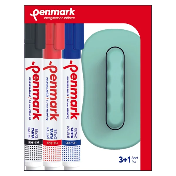 Penmark 3 Renk Beyaz Tahta Kalemi + Silgisi - Görsel 7