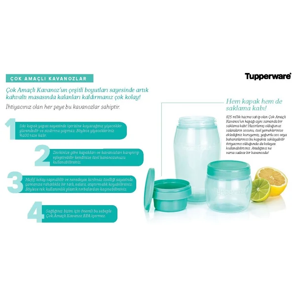 Tupperware Çok Amaçlı Kavanoz Seti - Mint - 1,8 lt - 1 Adet - Görsel 3