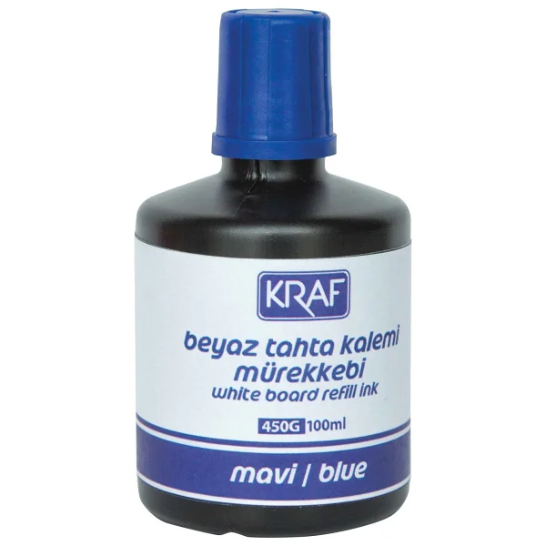 Kraf 450 g 100 ml Beyaz Tahta Kalem Mürekkebi Mavi - Görsel 3