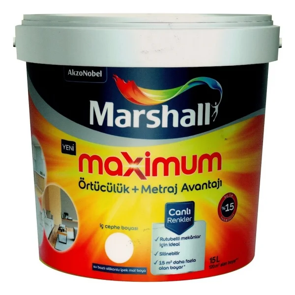 Marshall Maximum Silikonlu 15 lt İç Cephe Boyası - Deniz Kabuğu - Görsel 8