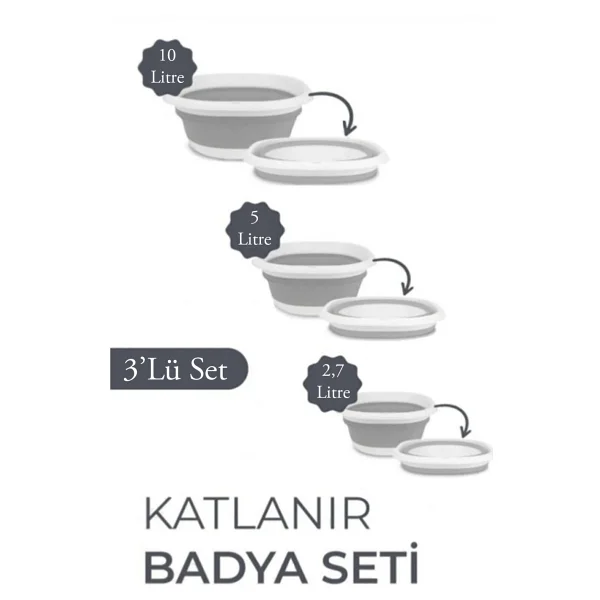 Pazar Kapısı Katlanır Badya Akordiyon Leğen Seti 2,7 L - 5 L - 10 L - Görsel 2