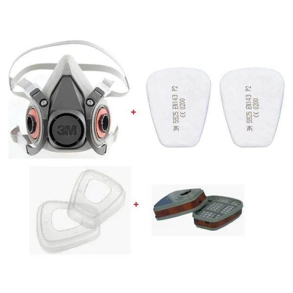 3M 6200 Yarım Yüz Maskesi + 3M 6057 Abe Filtre + 3M 5925 P2 Filtre +K501 Kapak - Görsel 2