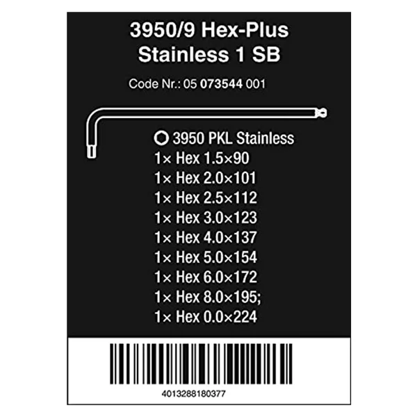 Wera 3950/9 05073544001 Hex-Plus 9 Parça Alyan Anahtar Seti - Görsel 2