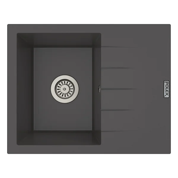 Polex Cristalüx Granit Evye P-S60 Antrasit Tezgah Altı Ve Tezgah Üstü Kare Mutfak Evyesi 60.5x49.5 CM - Görsel 7