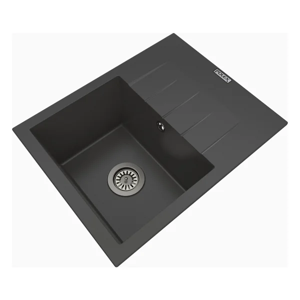 Polex Cristalüx Granit Evye P-S60 Antrasit Tezgah Altı Ve Tezgah Üstü Kare Mutfak Evyesi 60.5x49.5 CM - Görsel 2