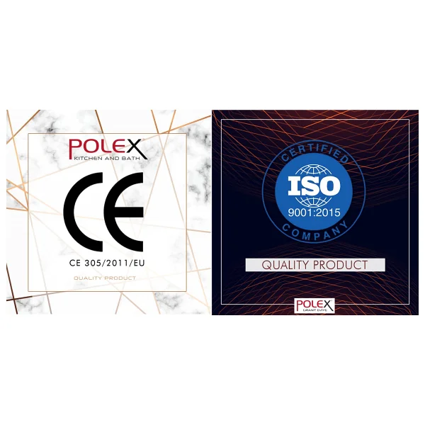 Polex Cristalüx Granit Evye P-S60 Antrasit Tezgah Altı Ve Tezgah Üstü Kare Mutfak Evyesi 60.5x49.5 CM - Görsel 3