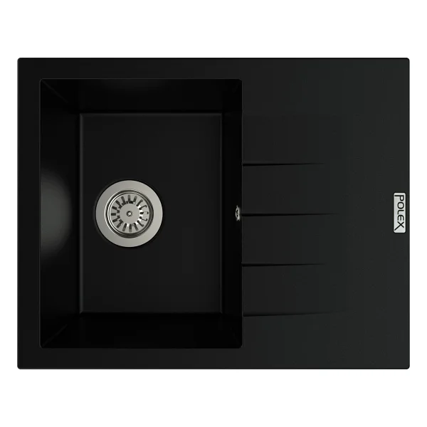 Polex Cristalüx Granit Evye P-S60 Antrasit Tezgah Altı Ve Tezgah Üstü Kare Mutfak Evyesi 60.5x49.5 CM - Görsel 6