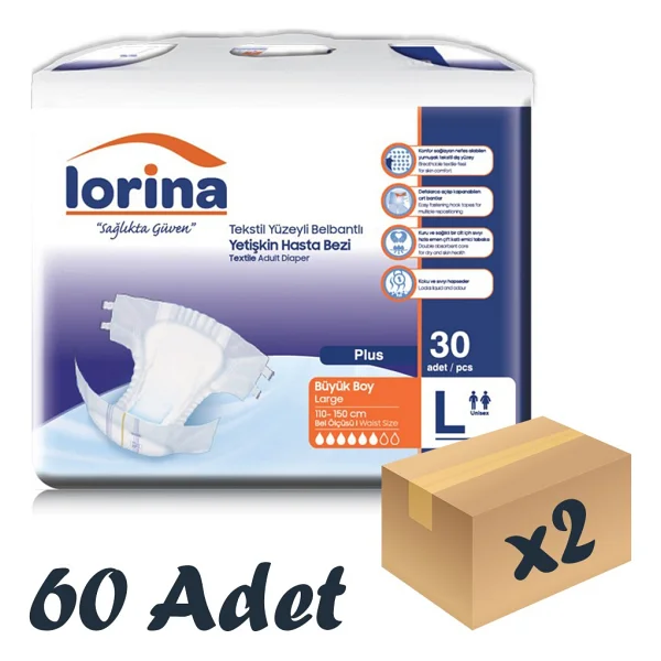 Lorina Belbantlı Büyük Boy L 30'lu 2 Adet Hasta Bezi - Görsel 6