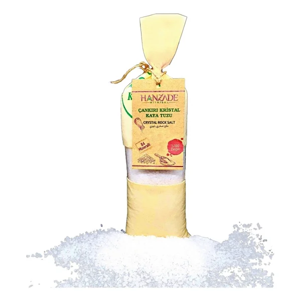Hanzade Bitkisel 84 Mineralli Çankırı Kristal Tane Kaya Tuzu Bez Torba 1 Kg - Görsel 2